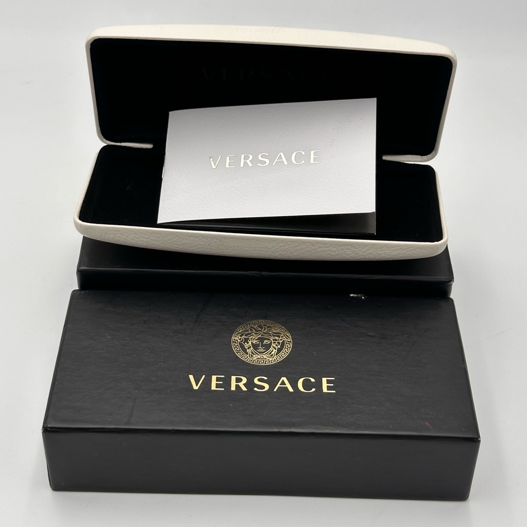 Versace White Eyeglass Glasses Case With Black Box And Warranty Booklet Versace White Eyeglass Glasses Case With Black Box And Warranty Booklet
